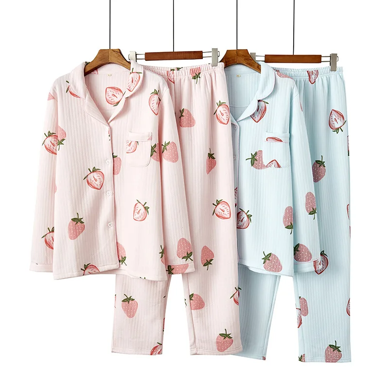 Fdfklak 2021 New Air Cotton Thicken 2Pcs Pajama Set Korean Style Home Clothes Autumn And Winter Women's Long-Sleeved Pyjama
Fdfklak 2021 New Air Cotton Thicken 2Pcs Pajama Set Korean Style Home Clothes Autumn And Winter Women's Long-Sleeved Pyjama