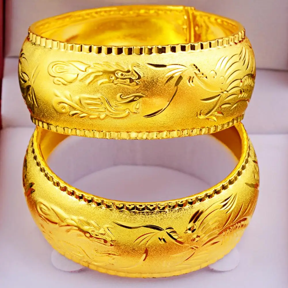 HOYON Genuine 24k gold color Bracelet for women Wedding Dragon and Phoenix Bracelet Lightweight Soft fine Jewelry 25x56mm
HOYON Genuine 24k gold color Bracelet for women Wedding Dragon and Phoenix Bracelet Lightweight Soft fine Jewelry 25x56mm