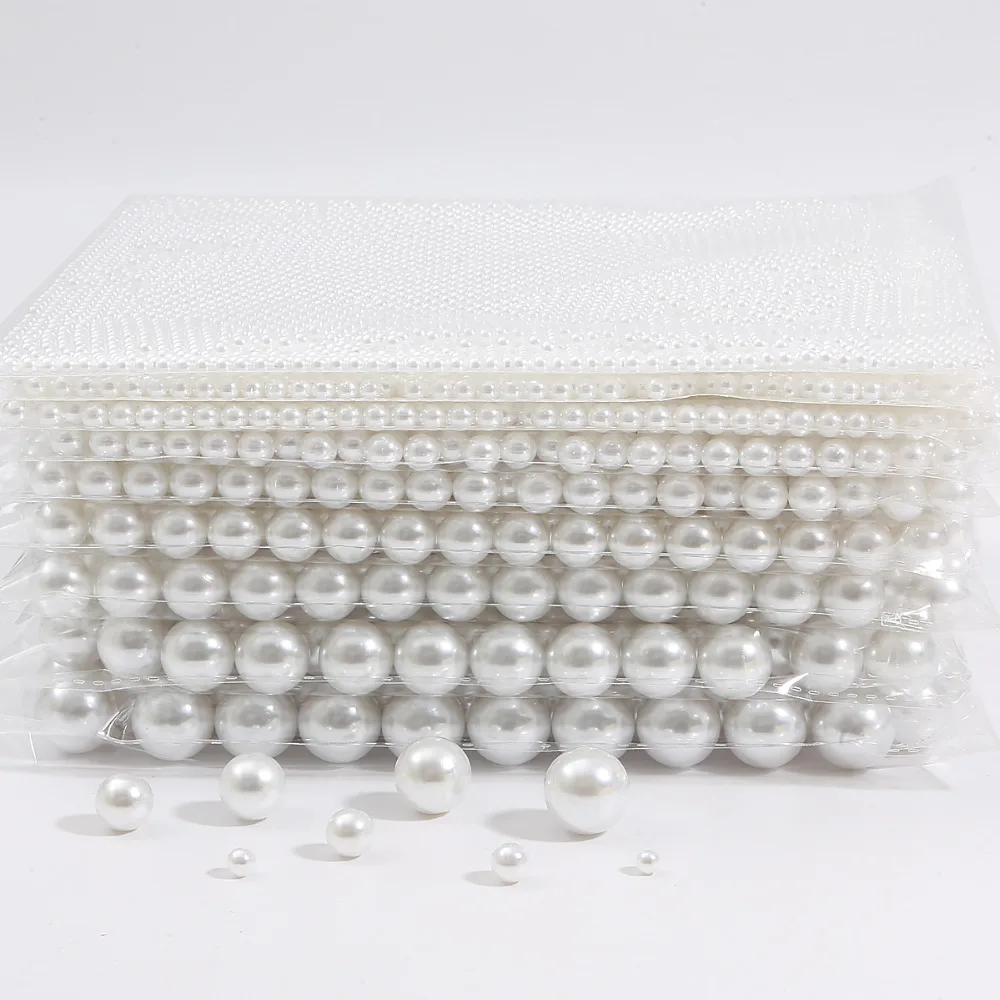Białe akrylowe korale imitujące perły ABS 2-18 mm - luźne okrągłe koraliki do tworzenia biżuterii - Wianko - 7