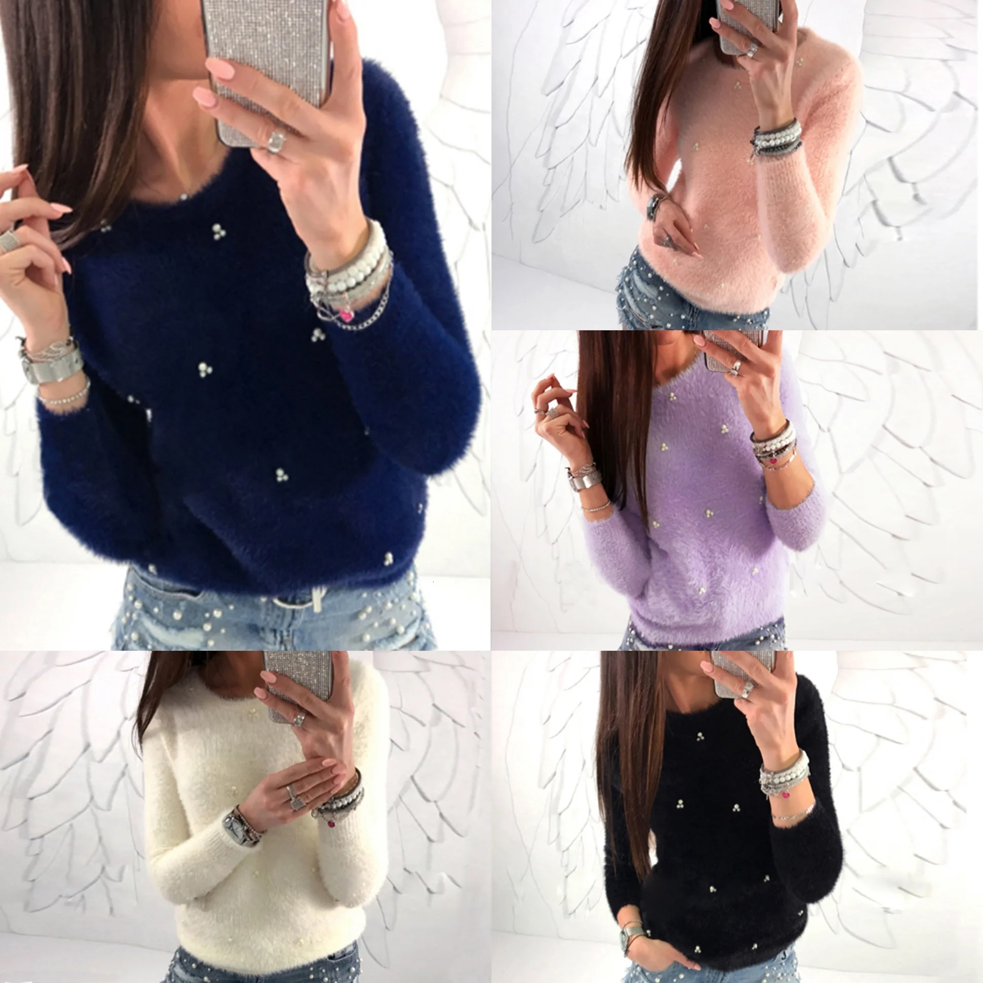2019 autumn and winter new fleece shirt Slim multi-color fashion wild plush beaded long-sleeved knit pullover sweater
2019 autumn and winter new fleece shirt Slim multi-color fashion wild plush beaded long-sleeved knit pullover sweater