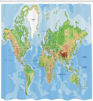 World Map Shower Curtain Topographic Map of The World Continents Countries Oceans Mountains Educational Cloth Fabric Bathroom 
World Map Shower Curtain Topographic Map of The World Continents Countries Oceans Mountains Educational Cloth Fabric Bathroom