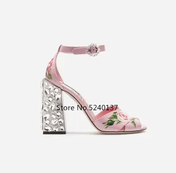 Gladiator Crystals Flower Print Pink Women Sandals Peep Toe Chunky Heel Buckle Strap Elegant Summer Sandals Lady
Gladiator Crystals Flower Print Pink Women Sandals Peep Toe Chunky Heel Buckle Strap Elegant Summer Sandals Lady