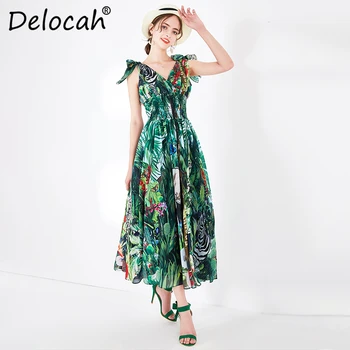Delocah 2020 Spring Summer Women Dress Runway Fashion Designer Sexy V-Neck Simple Bow Plant Printed Elegant Slim Ladys Dresses
Delocah 2020 Spring Summer Women Dress Runway Fashion Designer Sexy V-Neck Simple Bow Plant Printed Elegant Slim Ladys Dresses
