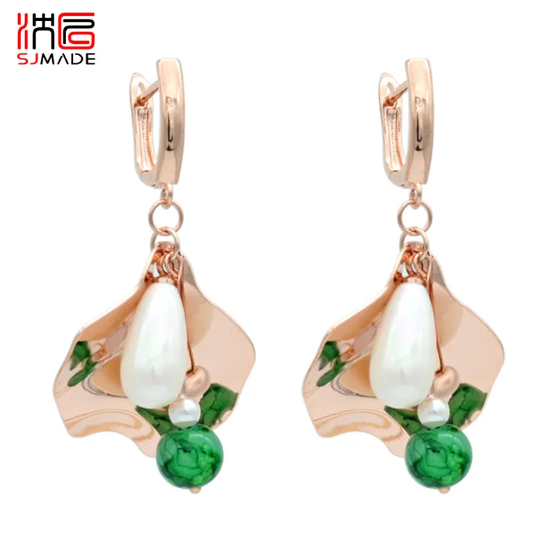 SJMADE Fashion Flower Water Drop Imitation Pearl Dangle Earrings Colorful 585 Rose Gold Eardrop For Women Girl Party Jewelry
SJMADE Fashion Flower Water Drop Imitation Pearl Dangle Earrings Colorful 585 Rose Gold Eardrop For Women Girl Party Jewelry
