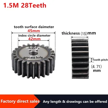 1pc 1.5M 28Teeth Spur Gear pinion 28T Mod 1.5 M CNC hardening gear rack transmission
1pc 1.5M 28Teeth Spur Gear pinion 28T Mod 1.5 M CNC hardening gear rack transmission