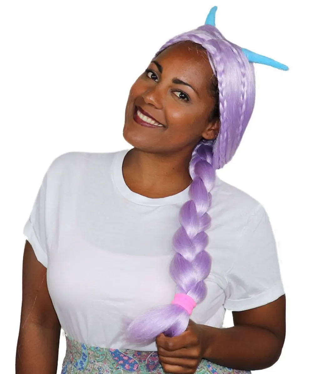 HPO Synthetic Purple Color Smallfoot Meechee Braided Wig with Horns Cosplay Wigs Fancy Dress Up Capless Halloween Party Wigs
HPO Synthetic Purple Color Smallfoot Meechee Braided Wig with Horns Cosplay Wigs Fancy Dress Up Capless Halloween Party Wigs