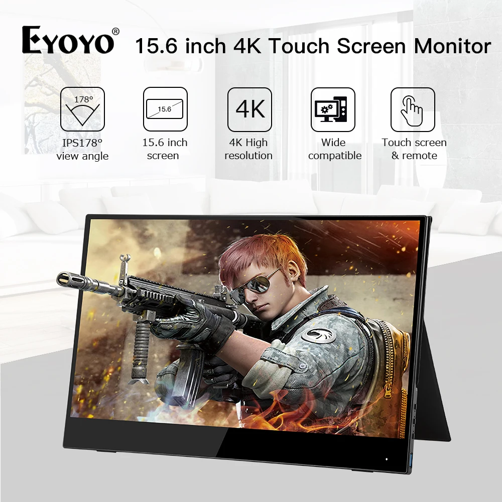 Eyoyo EM15C thin portable Gaming monitor 15.6" UHD 3840X2160 USB Type c HDMI LCD Screen for laptop phone xbox switch ps4 Display
Eyoyo EM15C thin portable Gaming monitor 15.6" UHD 3840X2160 USB Type c HDMI LCD Screen for laptop phone xbox switch ps4 Display