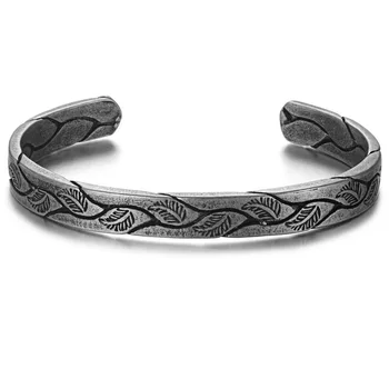 Vintage Viking Cuff Titanium Steel Bracelets for Men and Women Classic Bangle Leaf Pattern Crack Bracelet Charm Jewelry Gift
Vintage Viking Cuff Titanium Steel Bracelets for Men and Women Classic Bangle Leaf Pattern Crack Bracelet Charm Jewelry Gift