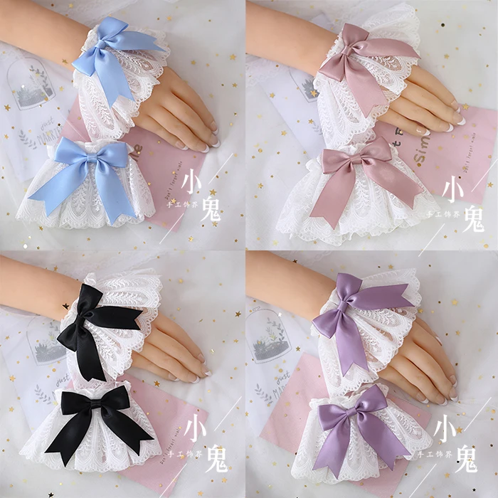 

Multicolor Japanese Sweet Lolita Hand Wrist Cuffs Bow Lace Maid Cosplay Hand Ornament Girl Party Magic Angel Handle Hand sleeve