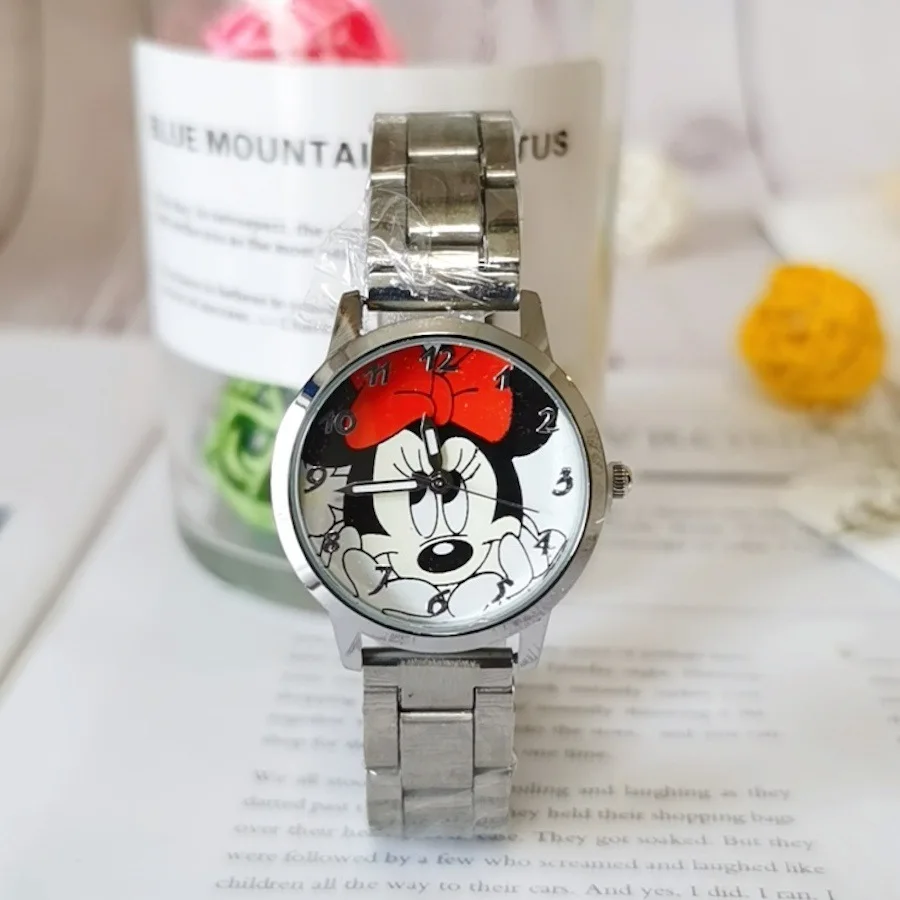 

DISNEY Mickey Mouse Minnie Kids Watches Student Cartoon Wristwatch Aolly Steel Quartz Watch Clock for 5-15 years old Gift