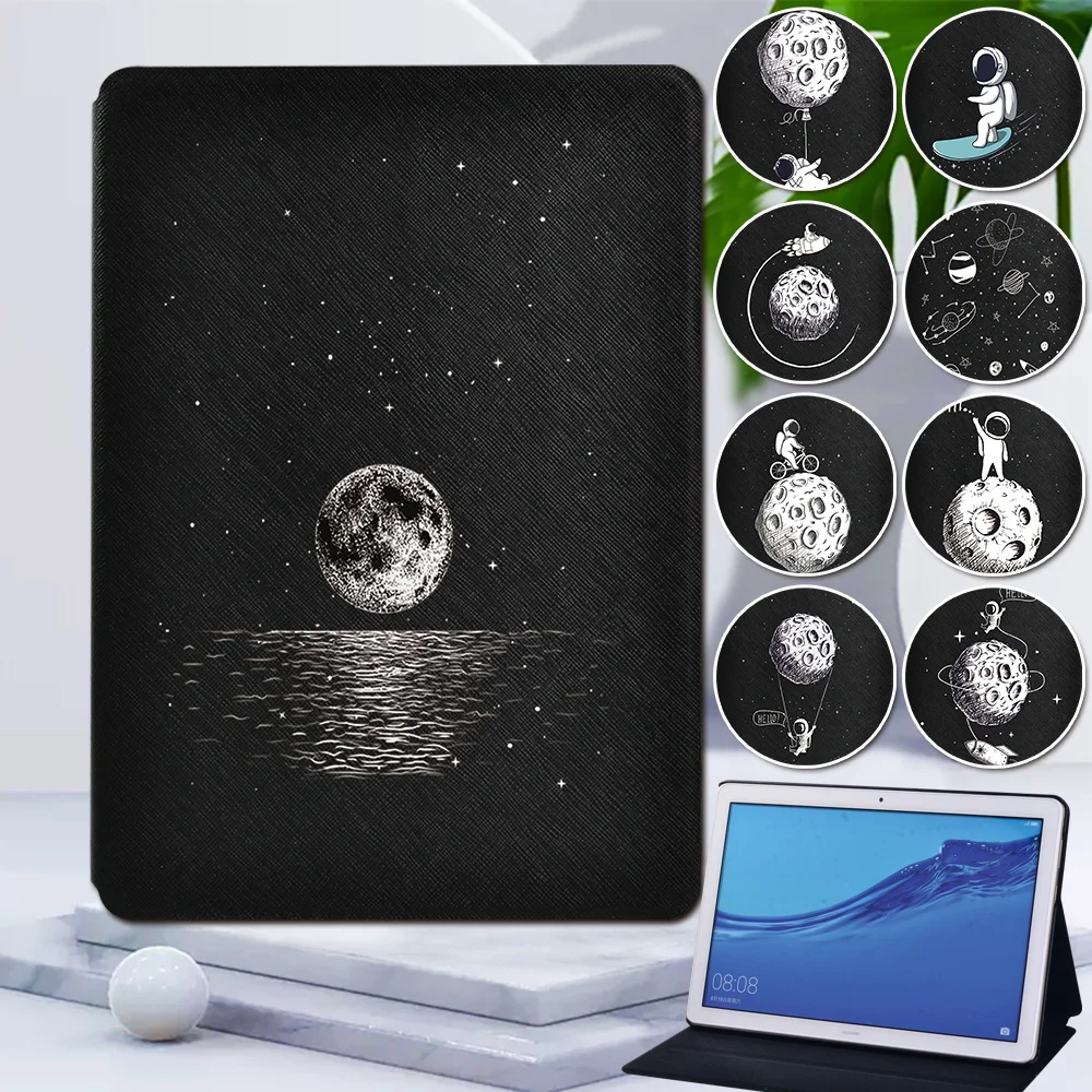 

Tablet Case for Huawei MediaPad T3 8.0/T3 10/T5 10/M5 Lite 10.1/M5 Lite 8/M5 10.8 Astronaut Cute Series Leather Stand Fold Cover