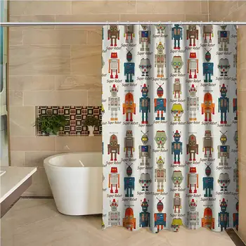 Kids Precision Custom Shower Curtain Various Different Super Robot Figures Set in Cartoon Style Fantasy Futuristic Machine
Kids Precision Custom Shower Curtain Various Different Super Robot Figures Set in Cartoon Style Fantasy Futuristic Machine