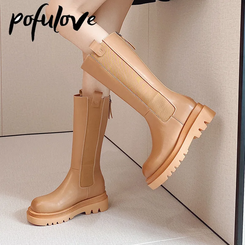 Pofulove Chelsea Boots Women Winter Fur Boots Ankle Booties Leather Knee High Black Boots Fashion Brown Fall Shoes Botas
Pofulove Chelsea Boots Women Winter Fur Boots Ankle Booties Leather Knee High Black Boots Fashion Brown Fall Shoes Botas
