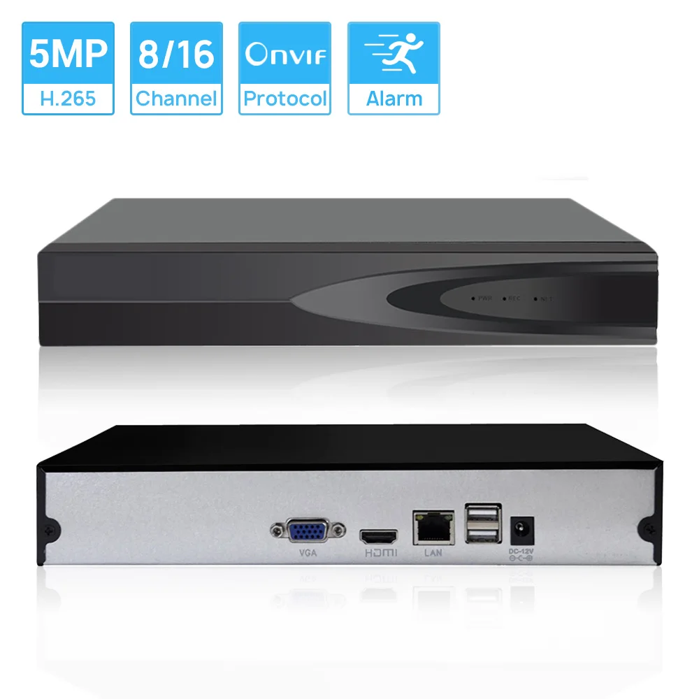 

Hamrolte ONVIF NVR H.265 16CH 5MP/8CH 4MP Network Video Recorder Support Face Detection Xmeye Cloud Max 4K Video Output
