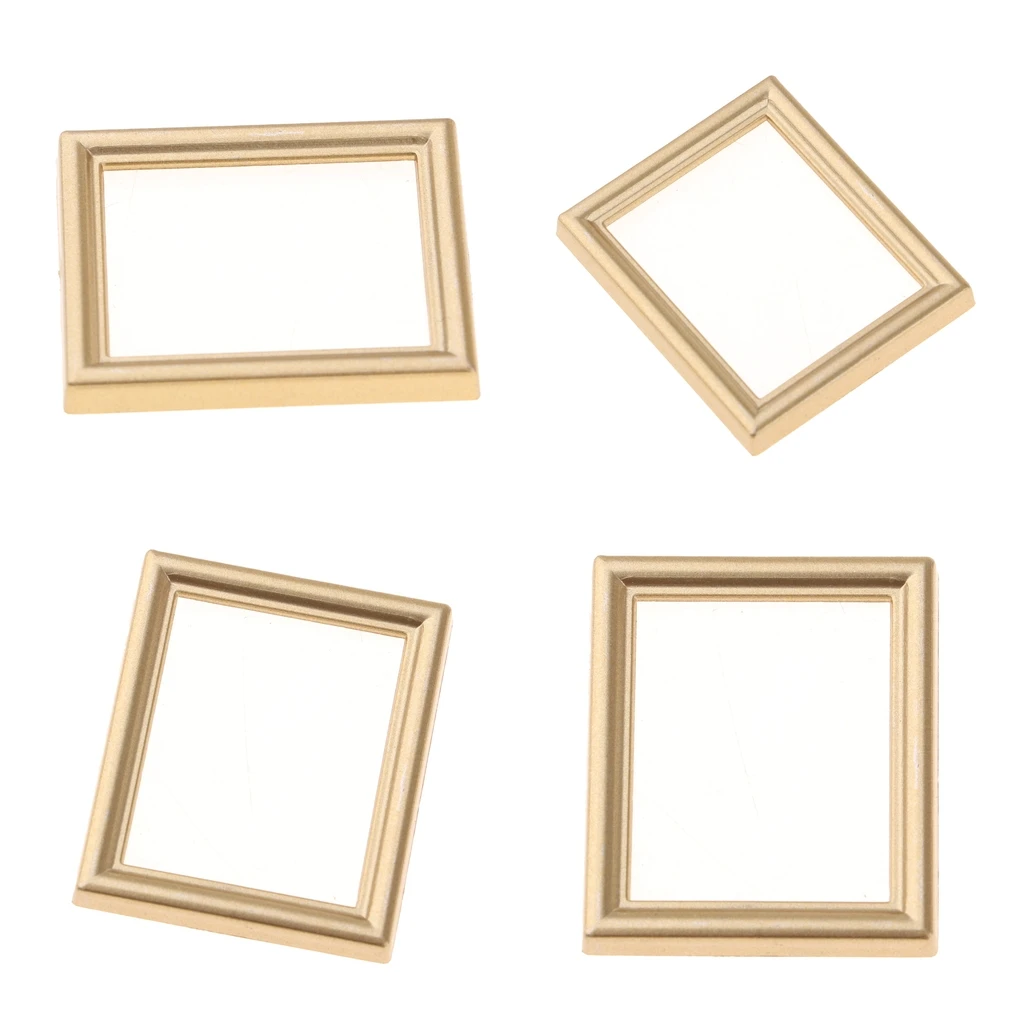 4pieces 1/12 Dollhouse Miniature Empty Photo Picture Frame Golden Wall Decor 4pieces 1/12 Dollhouse Miniature Empty Photo Picture Frame Golden Wall Decor