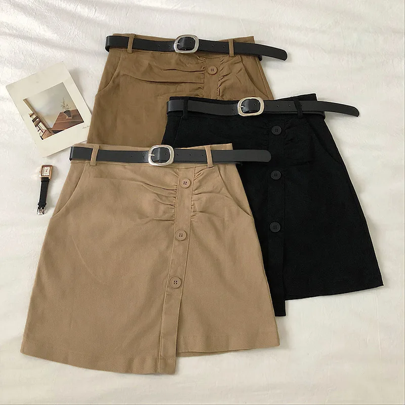 Single-breasted irregular skirt 2020 early spring Korean version of the simple and solid color wild anti-lighting with belt
Single-breasted irregular skirt 2020 early spring Korean version of the simple and solid color wild anti-lighting with belt