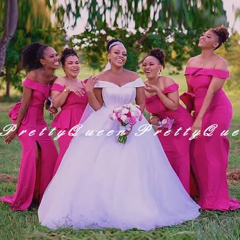 Fuchsia Mermaid Long Bridesmaid Dresses 2020 Side Split Off Shoulder Vestidos Women Formal Prom Wedding Party Dress
Fuchsia Mermaid Long Bridesmaid Dresses 2020 Side Split Off Shoulder Vestidos Women Formal Prom Wedding Party Dress