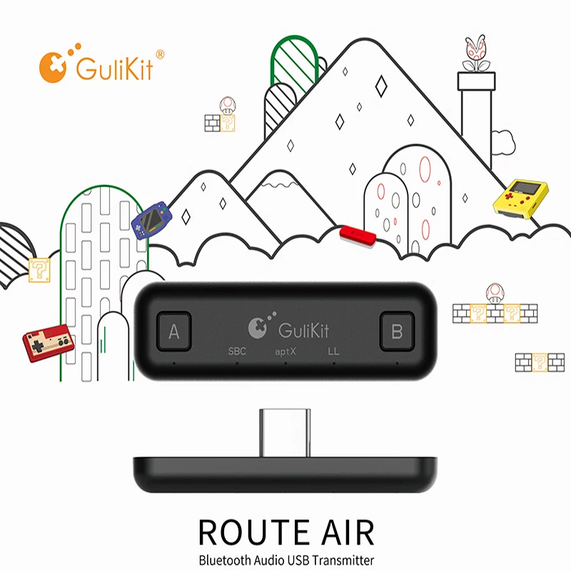 

GuliKit NS07 USB-C Route Air Bluetooth Wireless Audio Adapter or Type-C Transmitter for the Nintendo Switch Switch Lite PS4 PC