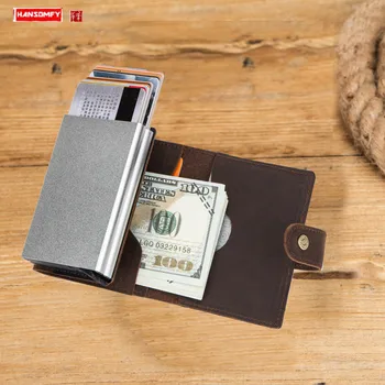 RFID Anti-theft Brush Leather Men Automatic Card Holder Coin Purses Multi-function Double Card Box Card Holders small wallet
RFID Anti-theft Brush Leather Men Automatic Card Holder Coin Purses Multi-function Double Card Box Card Holders small wallet