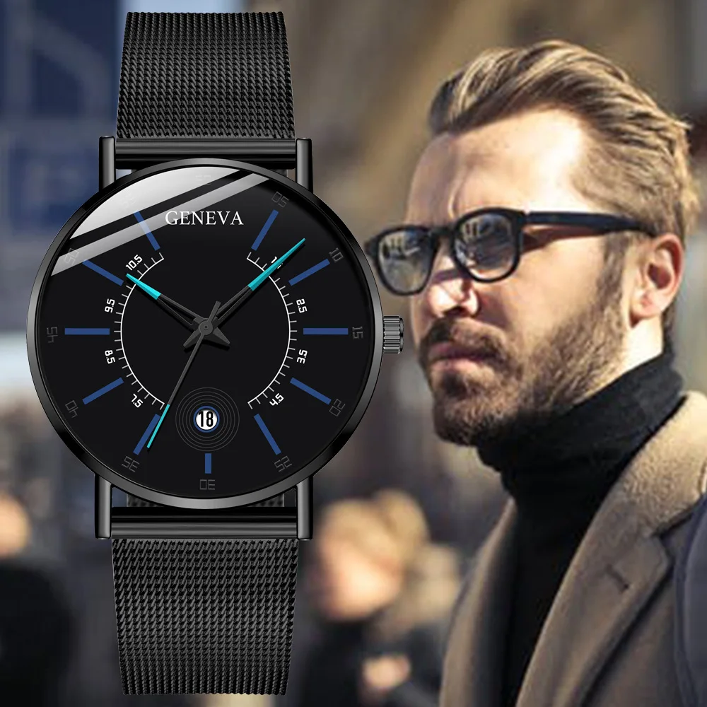 New men's Geneva business Roman scale calendar net with watch men's Quartz wristwatch
New men's Geneva business Roman scale calendar net with watch men's Quartz wristwatch