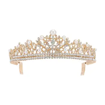 Rhinestones Crystal Pearl Tiara Wedding Crown Bride Princess Headpieces Jewelry Bridal Hair Accessories (Golden)
Rhinestones Crystal Pearl Tiara Wedding Crown Bride Princess Headpieces Jewelry Bridal Hair Accessories (Golden)
