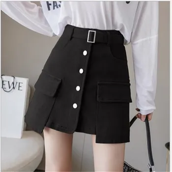 Fashion Women Skirt Summer 2020 A-Line Button Skirt Mini Women High Waist Streetwear Casual Lady Skirt With Belt Pocket H423
Fashion Women Skirt Summer 2020 A-Line Button Skirt Mini Women High Waist Streetwear Casual Lady Skirt With Belt Pocket H423