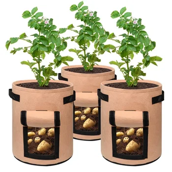 

Potato Grow Bags 7 Gallon Garden Planting Bag Aeration Fabric Pot With Handles For Planter 3 Pack