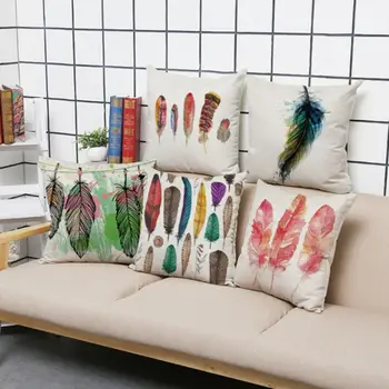 Pillow Case 45*45 Feather Flower Painting Linen Throw Pillowcases Simple Modern Cushion Office Back Cushion Core-less . 
Pillow Case 45*45 Feather Flower Painting Linen Throw Pillowcases Simple Modern Cushion Office Back Cushion Core-less .