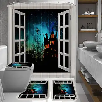 3D Halloween Decor Haunted Waterproof Shower Curtain Bath Mat Set Non-Slip Quickly Dry Soft Toilet Lid Cover Floor Mat
3D Halloween Decor Haunted Waterproof Shower Curtain Bath Mat Set Non-Slip Quickly Dry Soft Toilet Lid Cover Floor Mat
