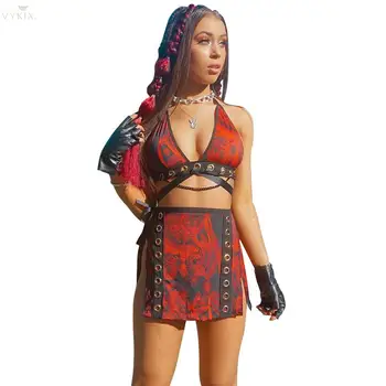 Club Outfits Women Set Sleeveless Halter V-neck Top Print Two Piece Skirt Set Suit Sexy Backless Bandage Tracksuit Women Outfits
Club Outfits Women Set Sleeveless Halter V-neck Top Print Two Piece Skirt Set Suit Sexy Backless Bandage Tracksuit Women Outfits