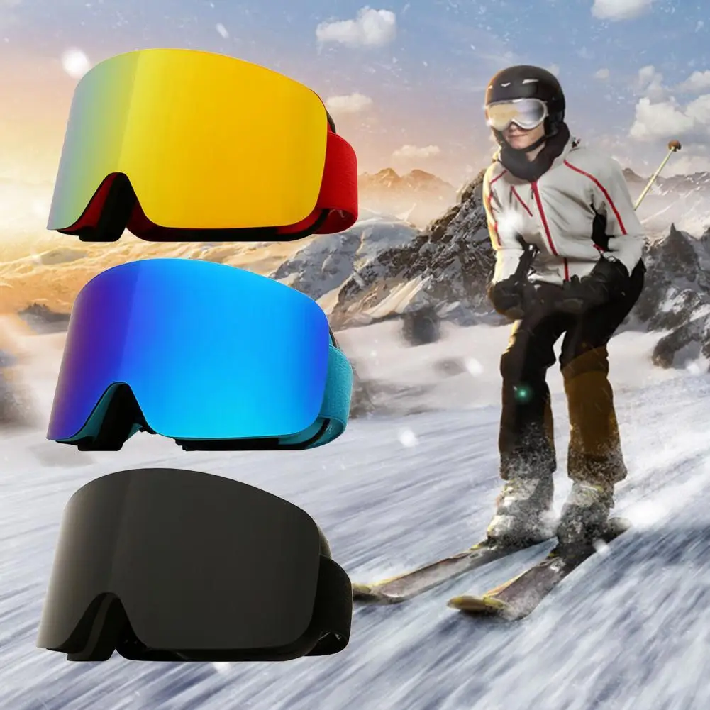 Лыжные очки Анти-туман УФ-защита Регулируемая широкоугольная цилиндрическая