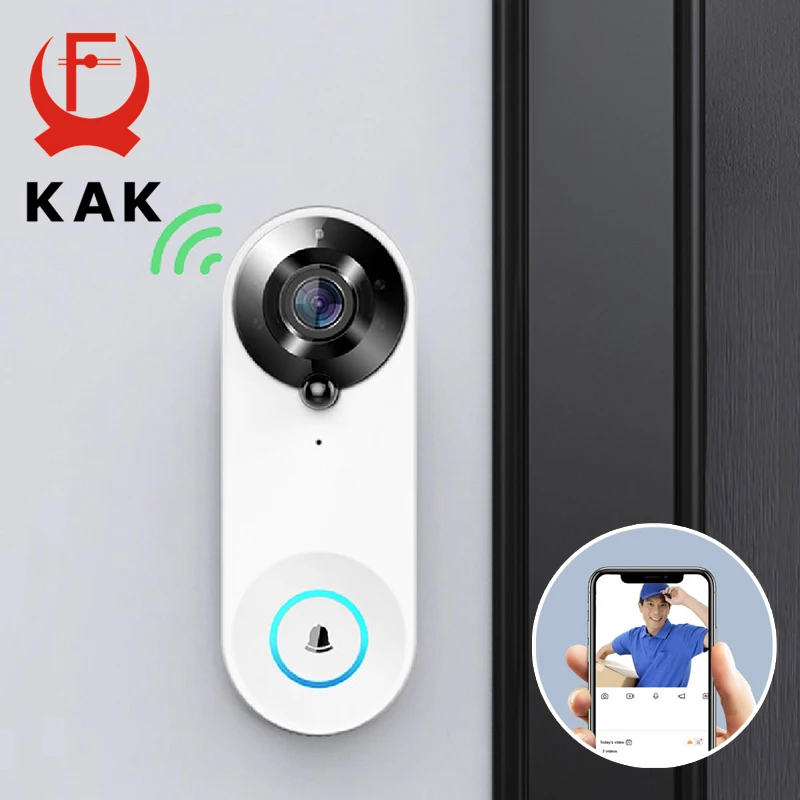 KAK беспроводной WiFi видео дверной звонок камера Умный глазок 1080P HD PIR Обнаружение