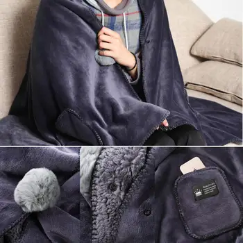 Multi-function Women Cape Blanket Soft Flannel Fashion Solid Color Wearable Lazy Shawl Blanket with Button Thick Warm Winter Mat
Multi-function Women Cape Blanket Soft Flannel Fashion Solid Color Wearable Lazy Shawl Blanket with Button Thick Warm Winter Mat
