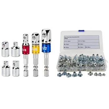 1 Set Cordless Screwdriver Socket Adapter Socket Wrench Nut Set & 135Pcs 4 Pronged Tee Blind Nuts Furniture Tnut Inserts
1 Set Cordless Screwdriver Socket Adapter Socket Wrench Nut Set & 135Pcs 4 Pronged Tee Blind Nuts Furniture Tnut Inserts