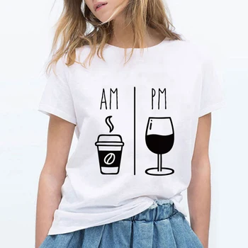 High Quality Fashion AM Coffee PM Red Wine Printing T Shirts Women Fashion Harajuku Trendy Tshirt Cute Loose Gym Cool Ropa Mujer
High Quality Fashion AM Coffee PM Red Wine Printing T Shirts Women Fashion Harajuku Trendy Tshirt Cute Loose Gym Cool Ropa Mujer