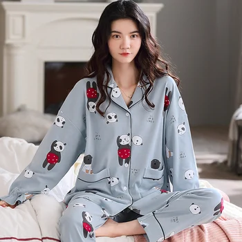 Women's Two Piece Pajamas Set Long Sleeve Loose Plus Size Home Wear Cartoon Fruit Printed Round Neck Top + Trousers Suit 
Women's Two Piece Pajamas Set Long Sleeve Loose Plus Size Home Wear Cartoon Fruit Printed Round Neck Top + Trousers Suit