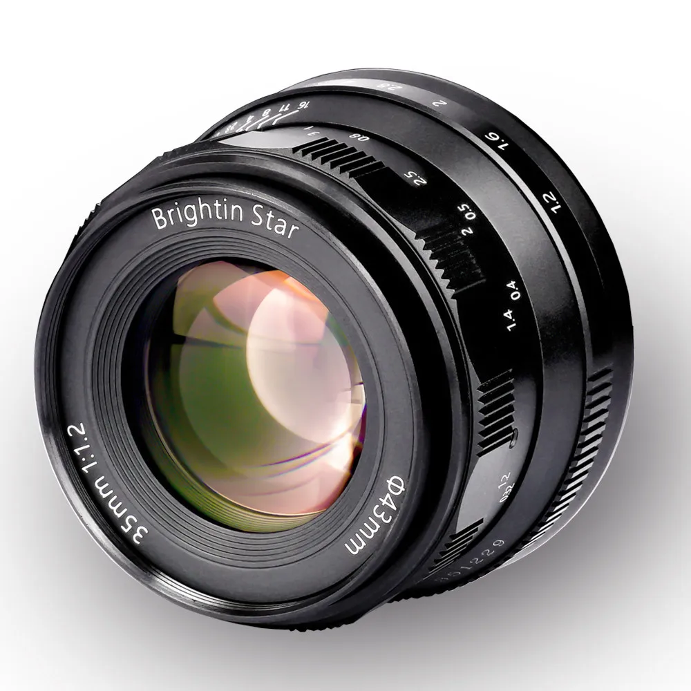 

Brightin Star 35mm F1.2 Manual Focus Prime Lens for Mirrorless Cameras Fujifilm Fuji X FX Canon EF-M Sony E M4/3 Nikon Z Mount