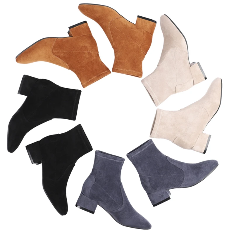 Shoes Woman Short Boots Length Square Mid Heels Square Toe Flock Ankle Boots Autumn Winter Warm Short Plush Slip On Snow Boots
Shoes Woman Short Boots Length Square Mid Heels Square Toe Flock Ankle Boots Autumn Winter Warm Short Plush Slip On Snow Boots