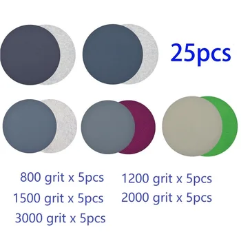 25Pcs 125mm Wet And Dry Sanding Discs 5 Inch Hook & Loop Sandpaper 800-3000 Grit 5pcs Each Grit 800/1200/1500/2000/3000
25Pcs 125mm Wet And Dry Sanding Discs 5 Inch Hook & Loop Sandpaper 800-3000 Grit 5pcs Each Grit 800/1200/1500/2000/3000