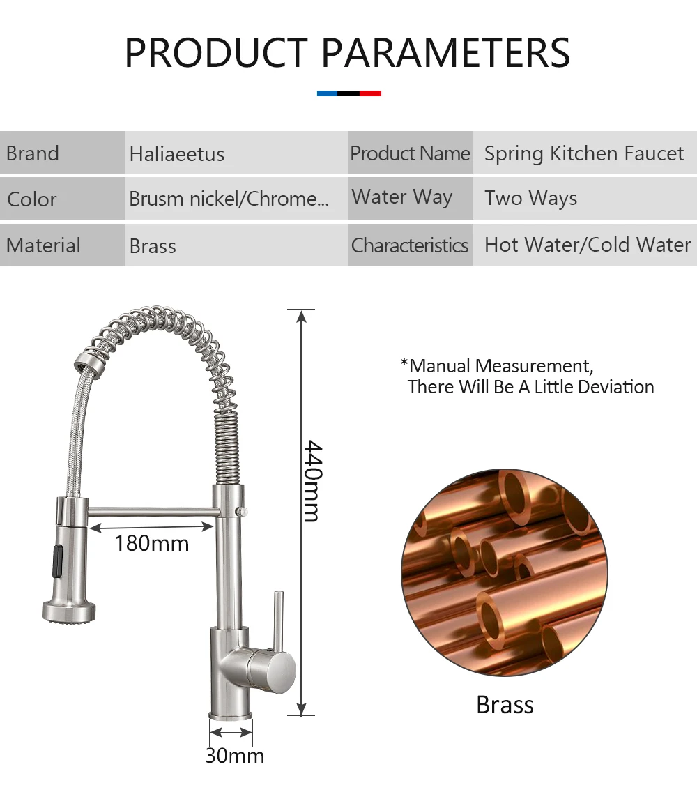 Haliaeetus Spring Kitchen Faucets Hot&Cold For Pull Out Kitchen Faucet Chrome Mixer Tap Deck Mounted Brass Kitchen Tap