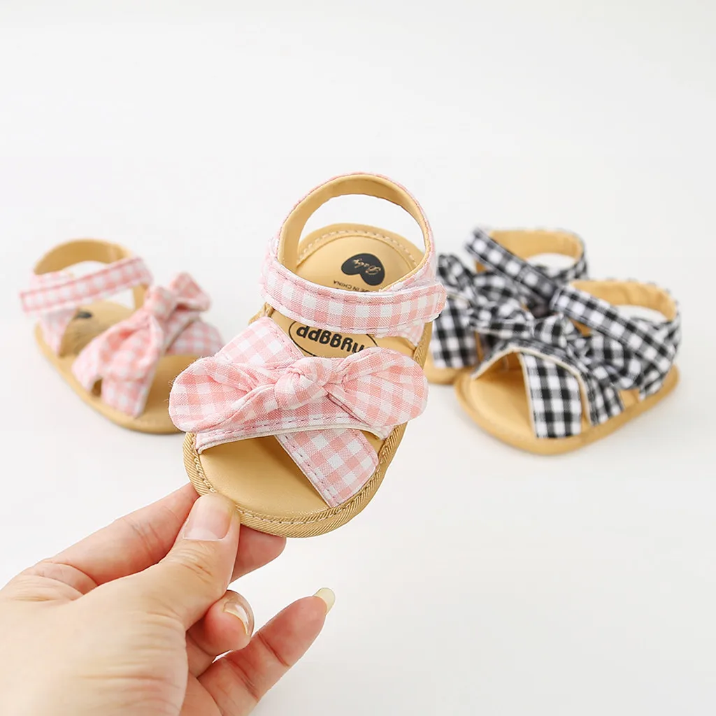 

2020 Summer Newborn Shoes Toddler Infant Kids Baby Girls First Walkers Bowknot Shoes Open Toe sandalias Sneakers zapatos