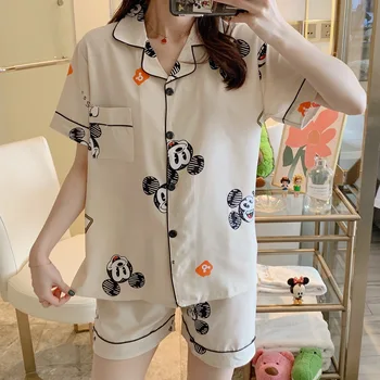 Cute Khaki Mickey Print Pajamas Set Girls Caiyier Summer Cotton Short Sleeve Sleepwear With Eye Mask Casual Women Homewear 2020
Cute Khaki Mickey Print Pajamas Set Girls Caiyier Summer Cotton Short Sleeve Sleepwear With Eye Mask Casual Women Homewear 2020