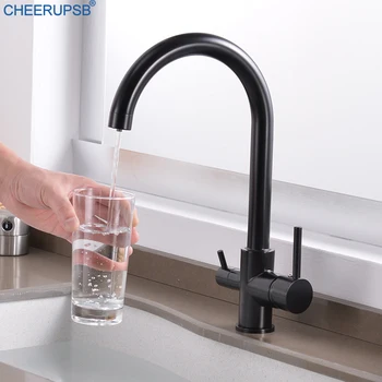 Kitchen Sink Filtered Faucet Three Way Water Filter Crane Hot Cold Mixer Tap 360 Rotation Chrome Faucets Matte Black Torneiras
Kitchen Sink Filtered Faucet Three Way Water Filter Crane Hot Cold Mixer Tap 360 Rotation Chrome Faucets Matte Black Torneiras
