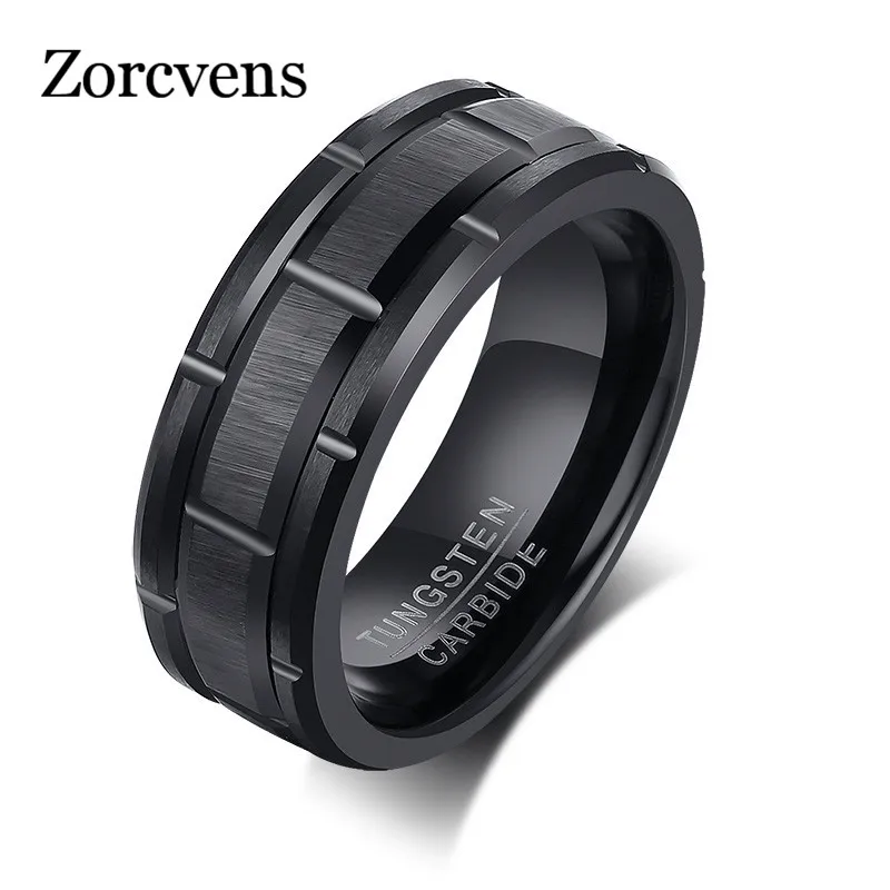 Zorcсама классическое мужское кольцо 8 мм из карбида вольфрама черного цвета
