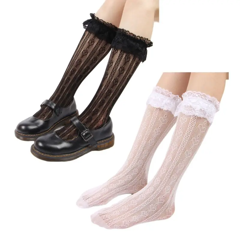 Japanese Lolita Gothic Sexy Hollow Out Over Calf Long Socks Love Heart Patterned Ruffles Lace Top Elastic Sweet Student
Japanese Lolita Gothic Sexy Hollow Out Over Calf Long Socks Love Heart Patterned Ruffles Lace Top Elastic Sweet Student