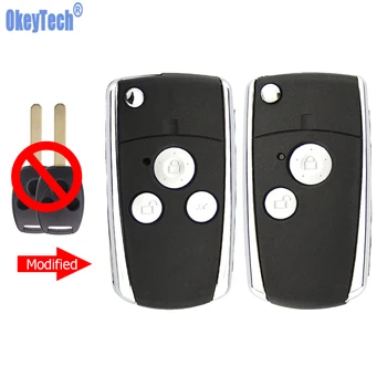 OkeyTech Folding Flip Remote Car Key Shell For Honda Accord Civic CRV Pilot Fit CRV Odyssey 2 3 Buttons Fob Blank Uncut Blade