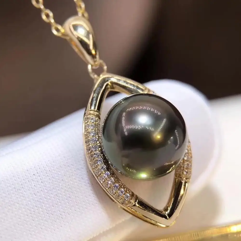 D928 Pearl Pendant Fine Jewelry Solid 18K Gold Round 10-11mm Nature Sea Water Tahiti Black Pearls Pendants Necklaces for Women
D928 Pearl Pendant Fine Jewelry Solid 18K Gold Round 10-11mm Nature Sea Water Tahiti Black Pearls Pendants Necklaces for Women