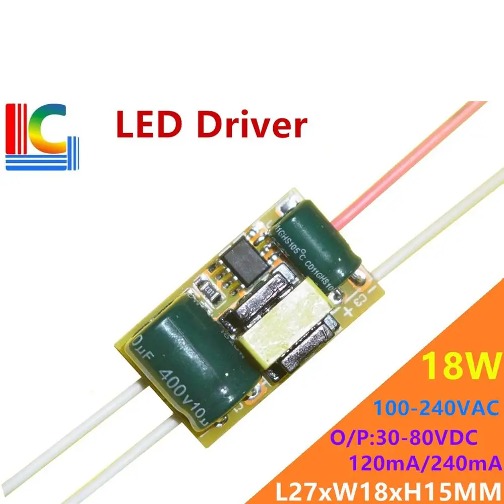 LED Driver 9W-18W Power Supply Constant Current 120mA 240mA Automatic Voltage Control Lighting Transformers For LED Lights DIY
LED Driver 9W-18W Power Supply Constant Current 120mA 240mA Automatic Voltage Control Lighting Transformers For LED Lights DIY
