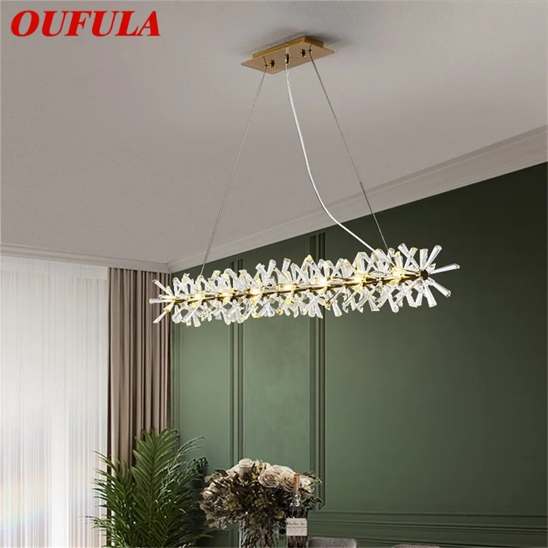 

OUFULA Chandelier Rectangle Pendant Lamp Postmodern Creative Branch Home LED Light Fixture for Living Dining Room