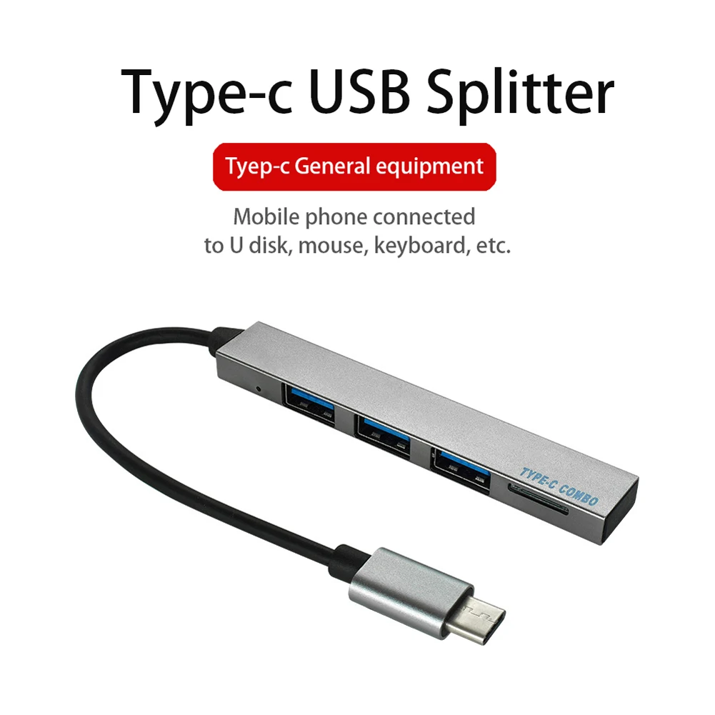 Фото Type C HUB 4 USB-C to USB 3.0 ports 480M Splitter Converter OTG Adapter Cable for Macbook Pro iMac PC Laptop Notebook Accessory |